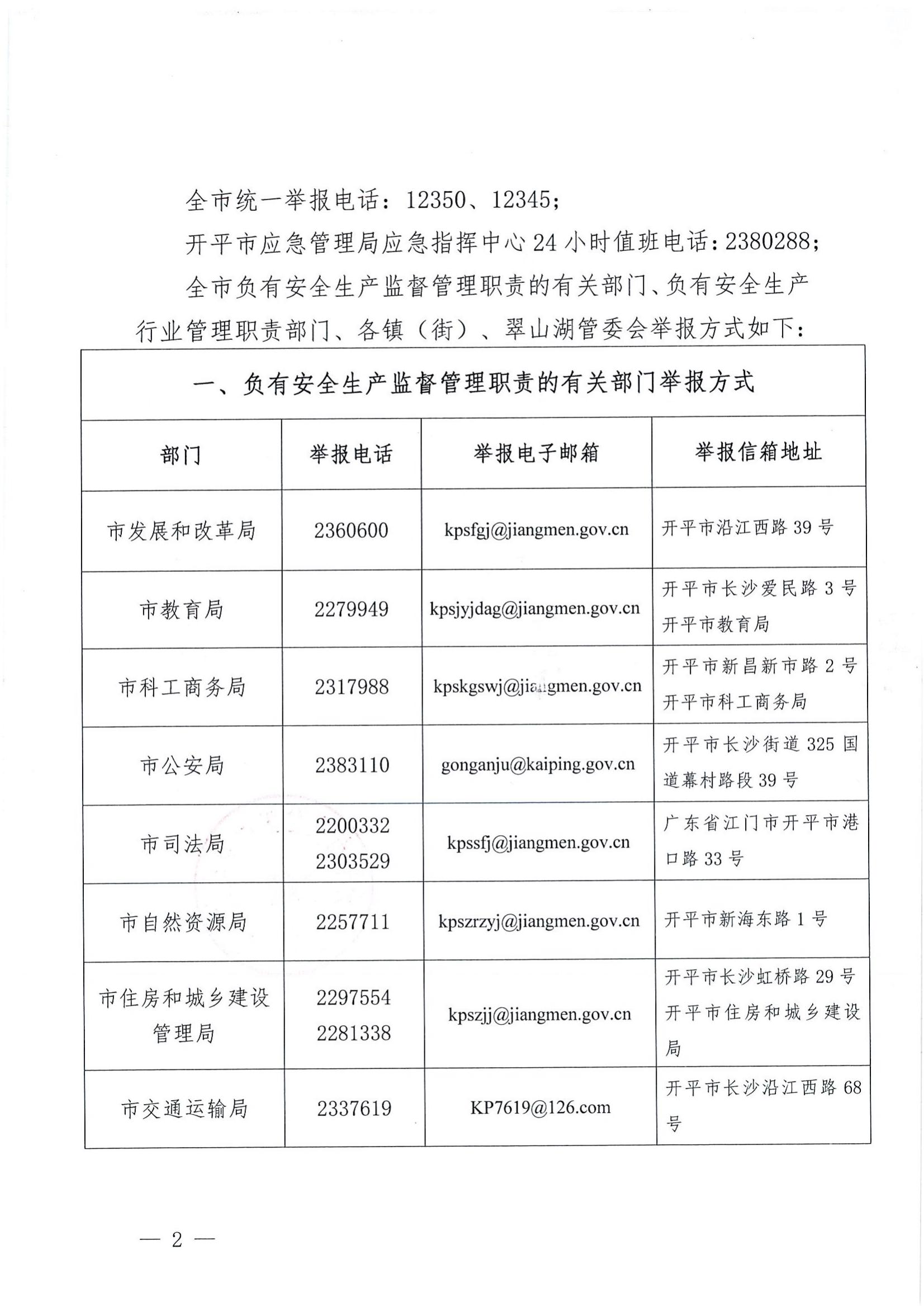 關于公布安全生產違法行為和安全生產事故舉報途徑的公告2.jpg